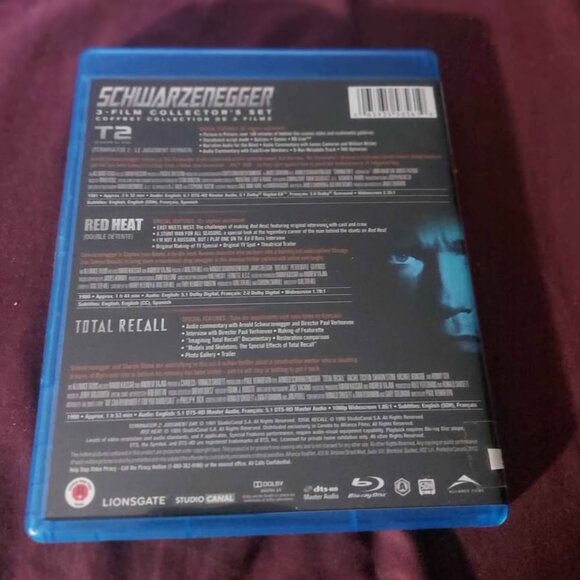 FRANÇAIS / ENGLISH Schwarzenegger 3-film collection bluray t2 red heat total rec - Picture 5 of 5